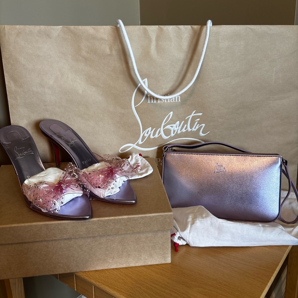 Christian Louboutin Metallic heels and Purse set